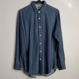 Eleventy Men’s Dark Blue Denim Casual Button Down Shirt